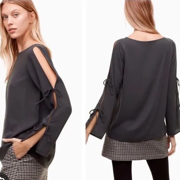 EUC Wilfred Aritzia Pozzi Open Tie Sleeve Blouse - Picture 1 of 6